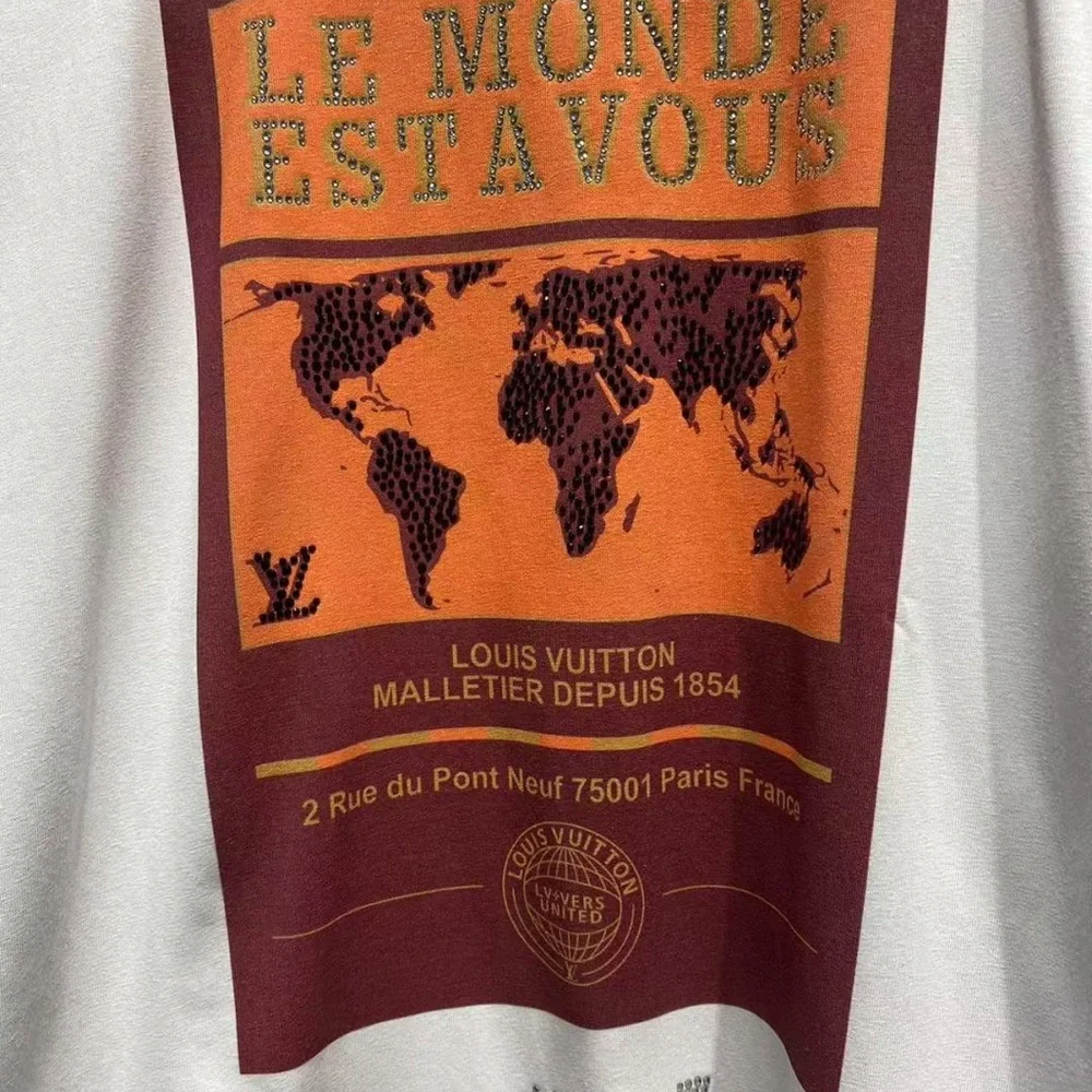Louis Vuitton White and Brown World Map T-Shirt - Picture 5 of 7